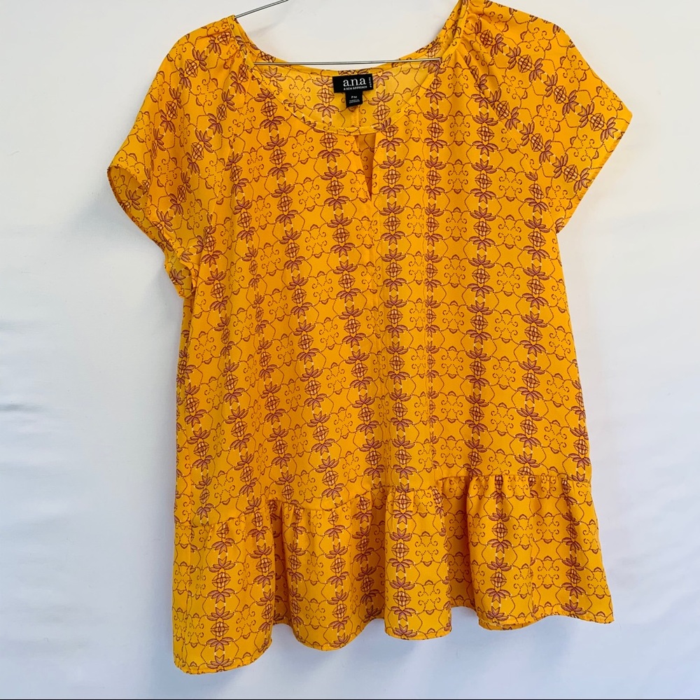 a.n.a Mustard Yellow Ruffled Blouse